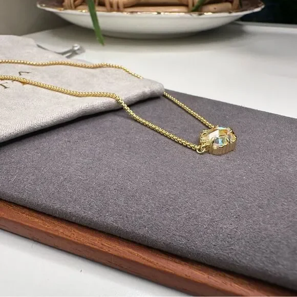 Kendra Scott Gold-Tone Iridescent Pendant Necklace 16-18” Adjustable NWT